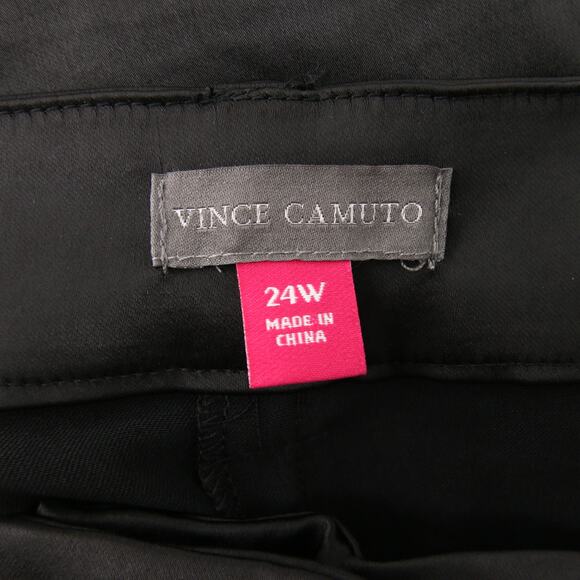 Vince Camuto Dress Pants Black Wide Leg Front Pleat Satin Trouser Pockets 24W - Picture 14 of 16